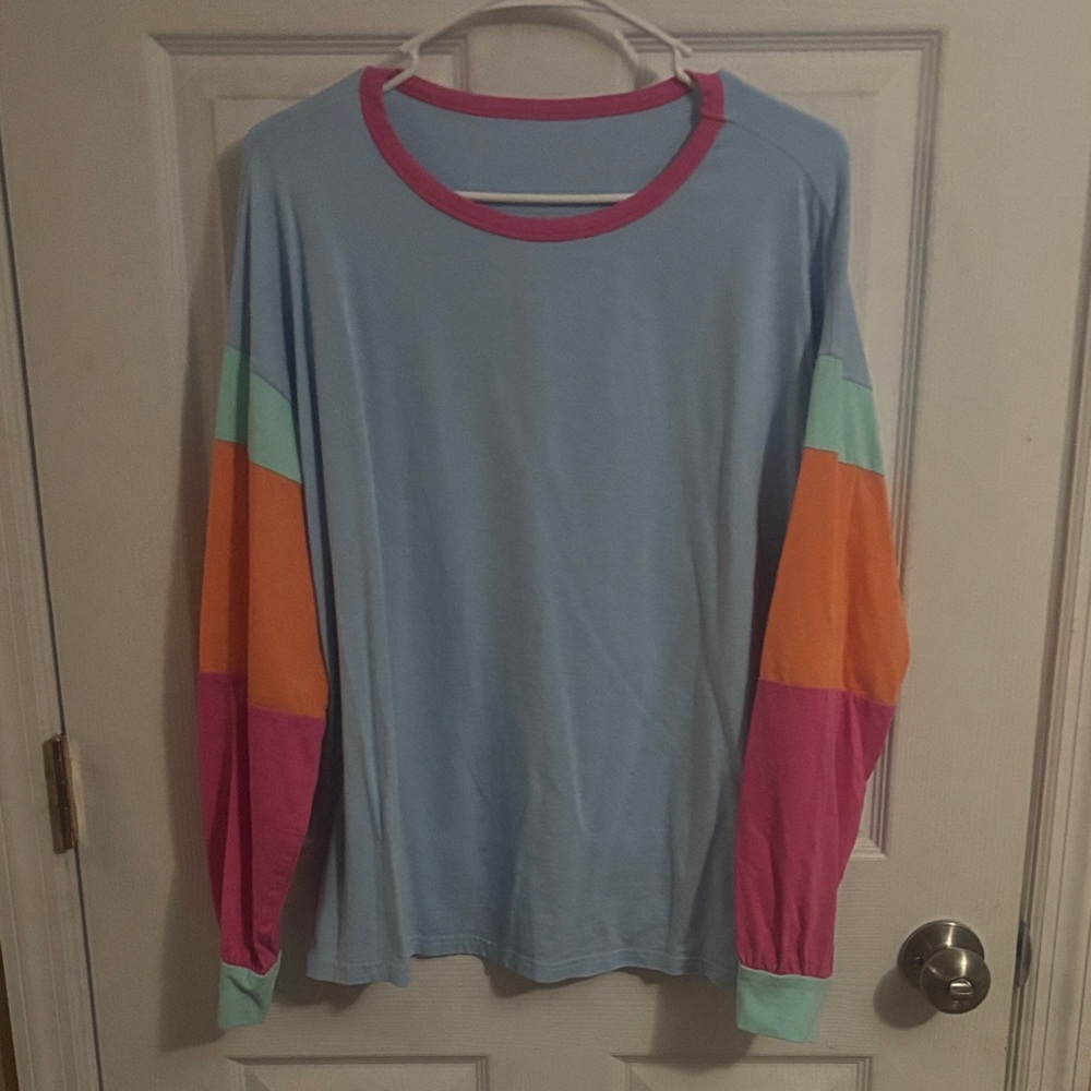 SHEIN Colorblock Sweatshirt - Blue, Pink, Orange, Mint size Medium - Picture 3 of 7